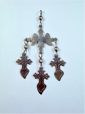 Southwestern Thunderbird 925 Sterling Silver Relic Cross VTG Pendant Mexico